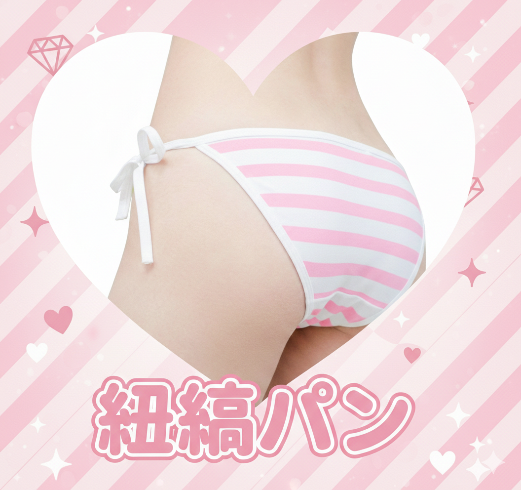 紐縞パン ピンク