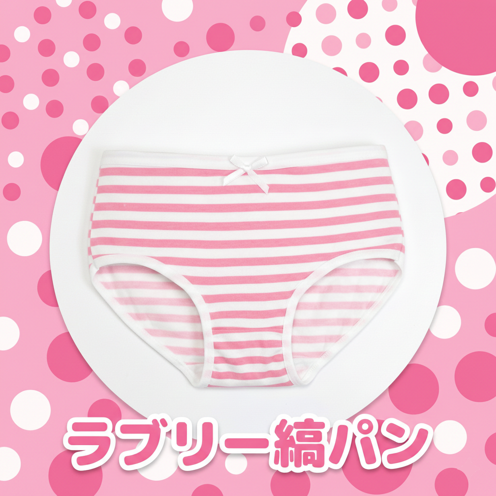 ラブリー縞パン チェリーピンク