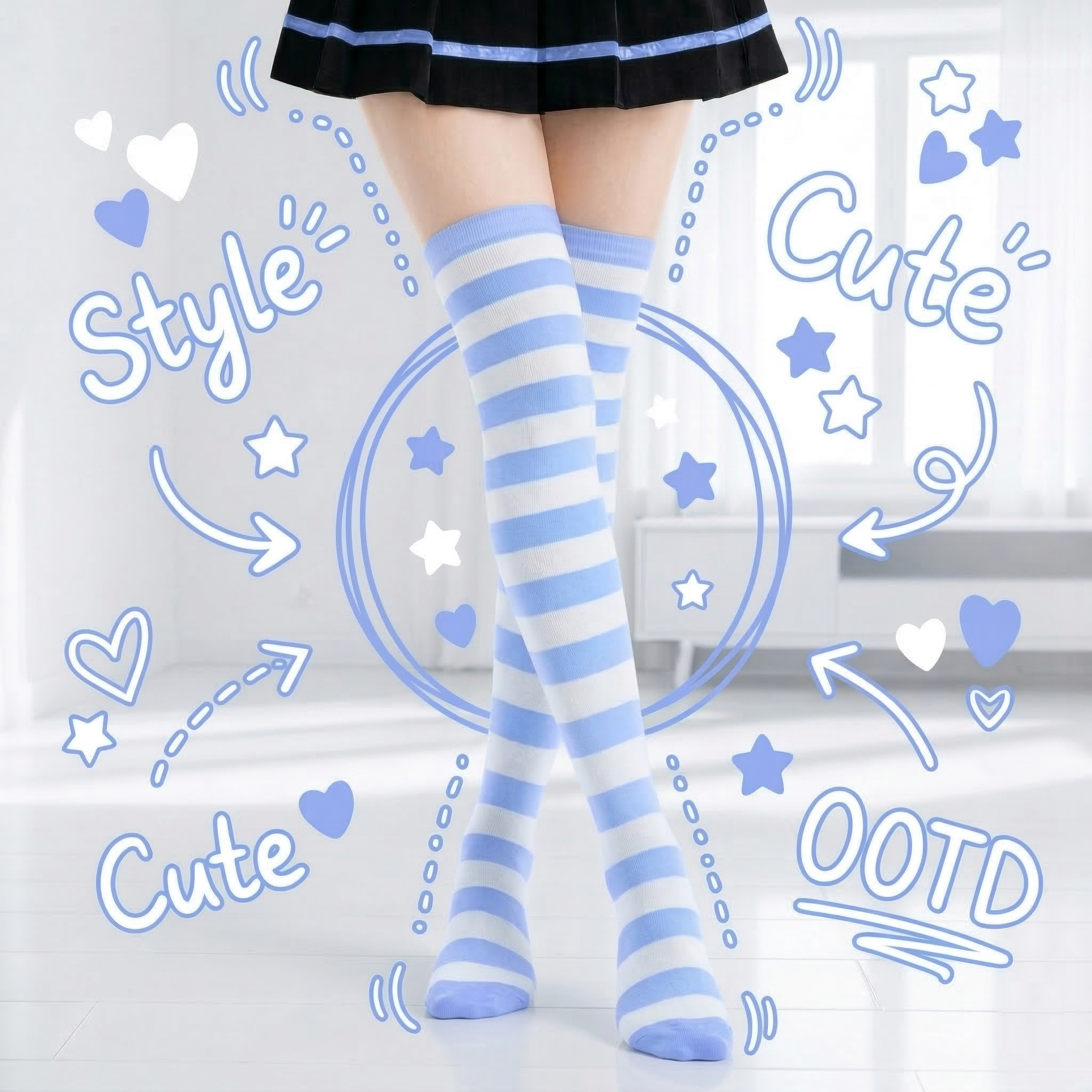 かわいいしましま靴下 夢空
